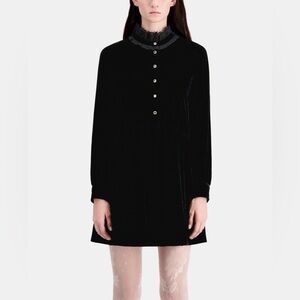 The Kooples SHORT BLACK VELVET DRESS WITH BIJOU BUTTONS